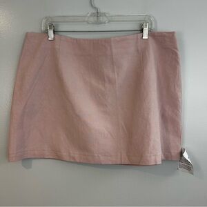 NWT ASOS Baby Pink Linen Blend Classic Mini Skirt Size 14